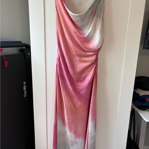 Zara Pink and mint cowl neck Cocktail Gown